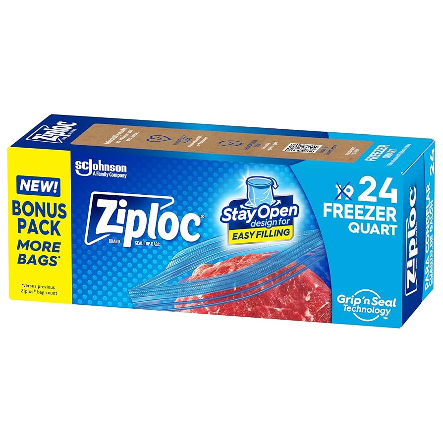 Ziploc SUSO Freezer Quart 12/24ct