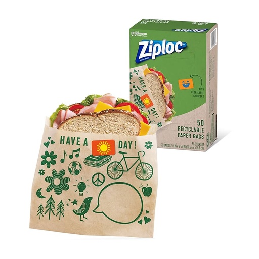 [1900-SJ-07026] Ziploc Paper Bag Sandwich 12/50ct