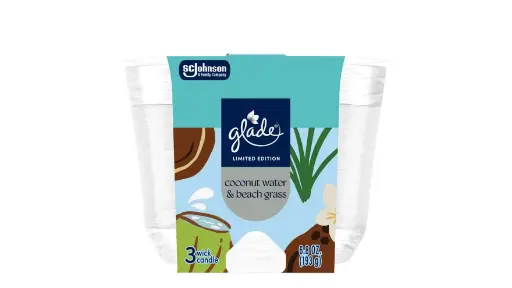 [1900-SJ-05876] Glade Candle Coconut Water Beach Grass 3/6.8oz